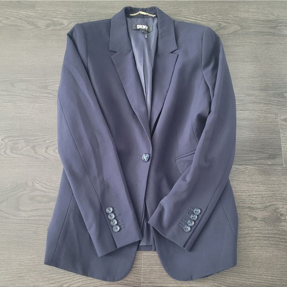DKNY Navy Single Button Blazer Women's 4 Workwear